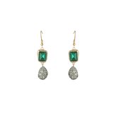 Collection Emilie - boucles d'oreilles - boucles d'oreilles - vert émeraude - aspect diamant - couleur or