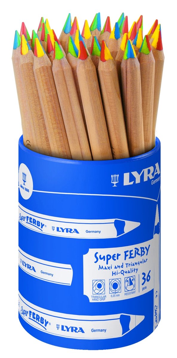 Lyra Plastic Pot With 36 Lyra Super-Ferby® Unlacquered 4-Color Lead