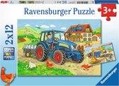 Ravensburger puzzel Op de bouwplaats en boerderij - 2x12 stukjes - kinderpuzzel