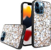 LuxeBass Siliconen hoesje met print geschikt voor Apple iPhone 13 Pro - Marmer Broken White - telefoonhoes - gsm hoes - telefoonhoesje