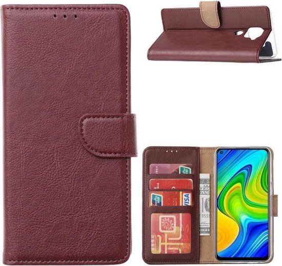 Étui LuxeBass adapté pour Xiaomi Redmi Note 9 - Bookcase Wine Red - étui portefeuille - bibliothèque - couverture de livre - étui de livre - couverture de livre