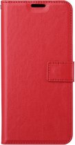 LuxeBass kunstleren book case voor Xiaomi Redmi 12C | rood | voor- & achterkant bescherming | valbestendig 1m | IP55 | ruimte voor 3 pasjes