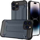 LuxeBass Hoesje geschikt voor Apple iPhone 14 Pro Max - Blauw - Armor case