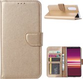 LuxeBass Case adapté pour Sony Xperia XZ1 - Bookcase Goud - étui portefeuille - bibliothèque - couverture de livre - étui de livre - couverture de livre