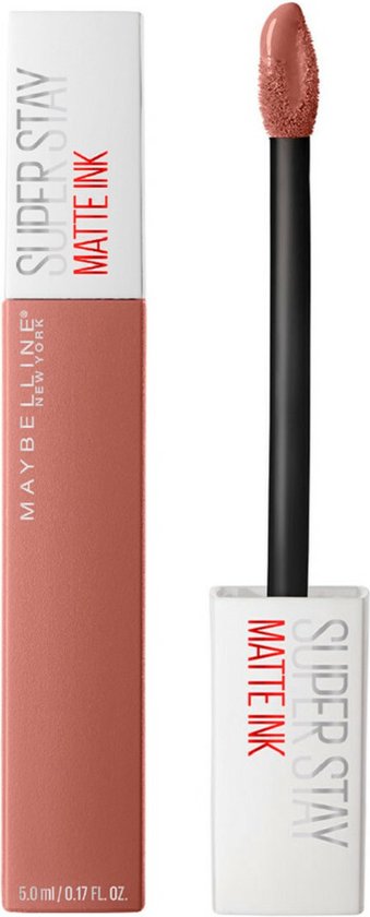 Maybelline Super Stay Matte Ink in Seductress, een bruinroze vloeibare lipstick.