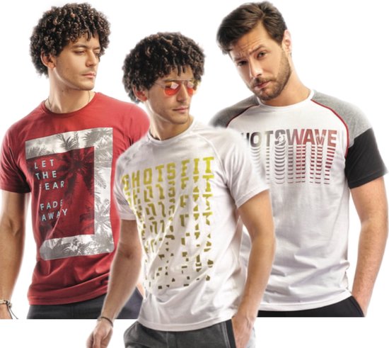 Embrator 3-stuks mannen T-shirt mix3 rood/wit maat XL