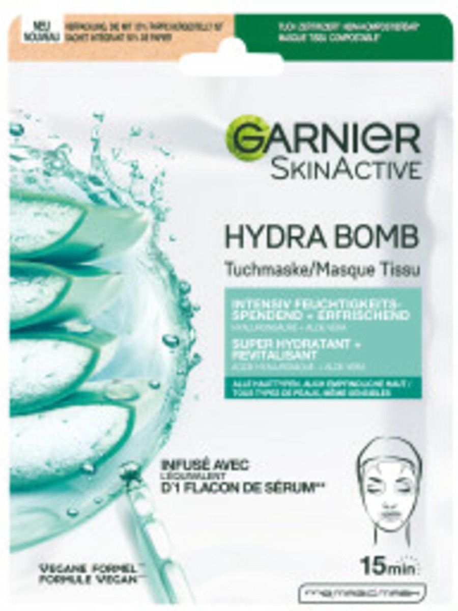 Goedkoopste 20x Garnier SkinActive Hyaluronzuur Aloë Vera Tissue Gezichtsmasker