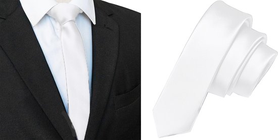 Cravate Sorprese - Wit - Uni - Étroit - 5 cm - Cravattes pour homme