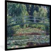 Fotolijst incl. Poster - De Japanse brug en de waterlelies - Schilderij van Claude Monet - 40x40 cm - Posterlijst