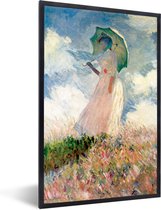 Fotolijst incl. Poster - Vrouw met parasol - Schilderij van Claude Monet - 20x30 cm - Posterlijst