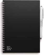 MOYU - Pitch Black Notebook - Uitwisbaar Notitieboek A5 Hardcover - Multifunctionele pagina’s - Inclusief uitwisbare pen, houder en wisdoekje