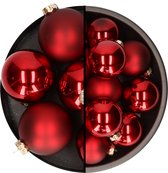 Othmar Decorations kerstballen - 10x st - donkerrood - glas - mix 8 en 10 cm - mat/glans