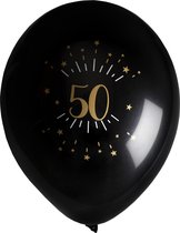 Santex verjaardag leeftijd ballonnen 50 jaar - 8x stuks - zwart/goud - 23 cm - Abraham/Sarah
