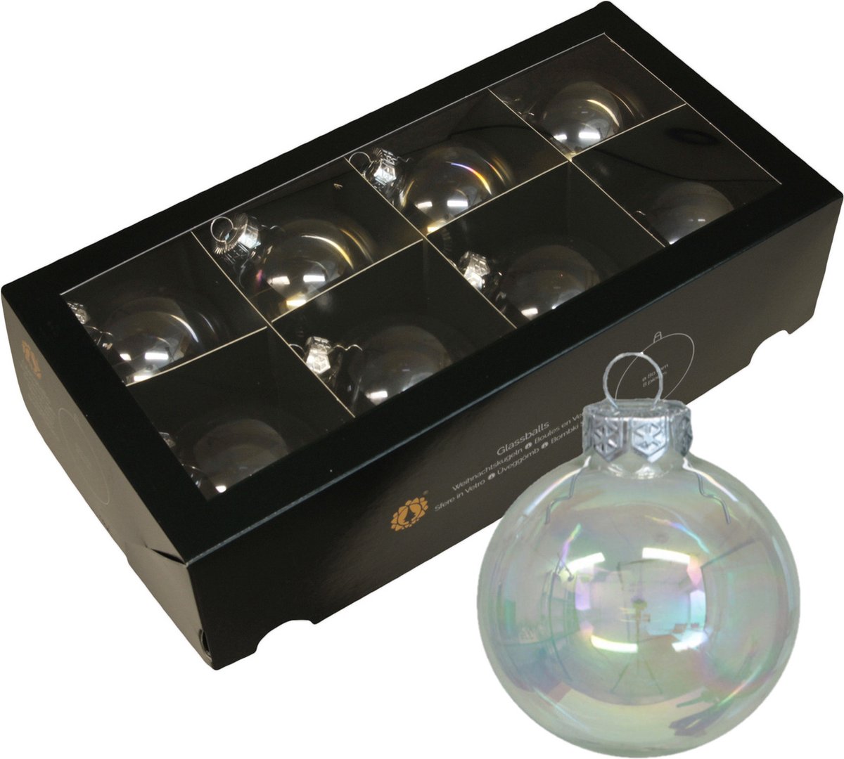 Othmar Decorations kerstballen - 8x - transparant parelmoer - glas - 8 cm