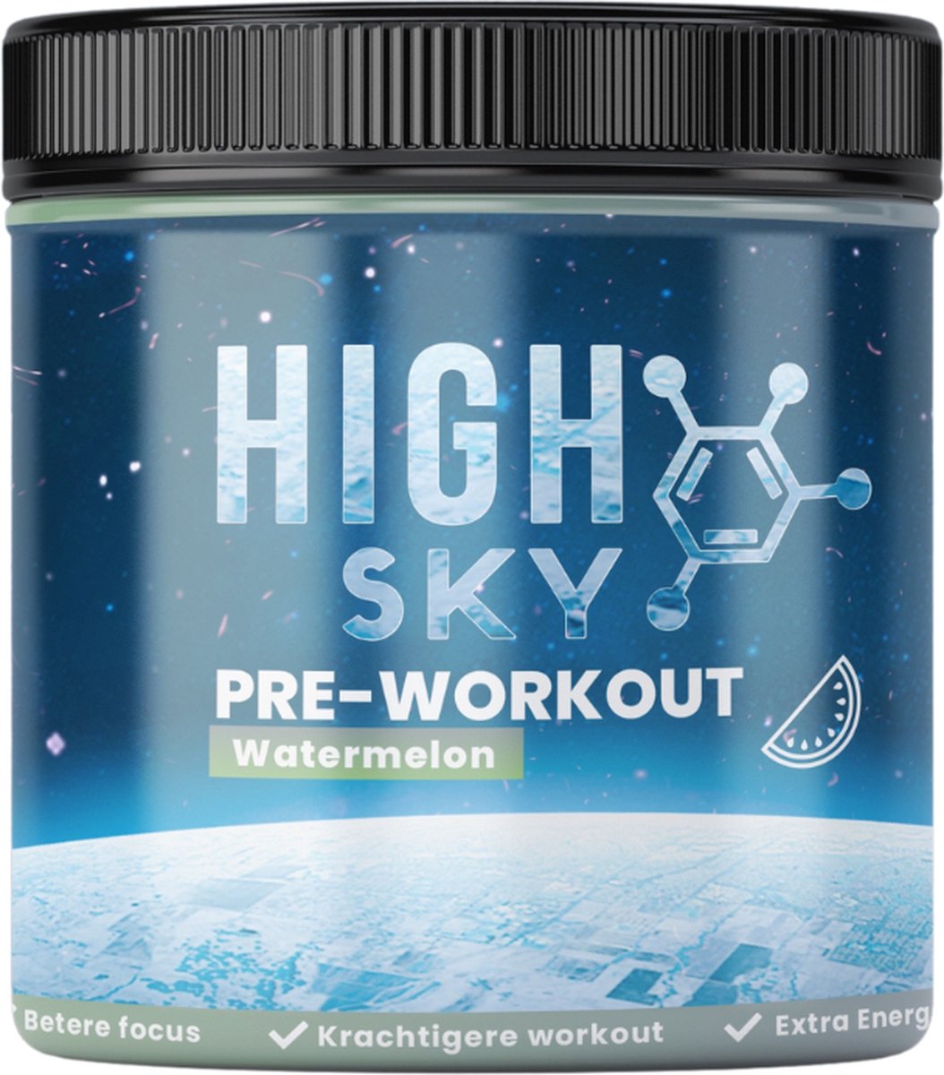 Highsky Pre Workout - Watermeloen - Energie voor Training - Pre-Workout - 300 gram - 30 Servings