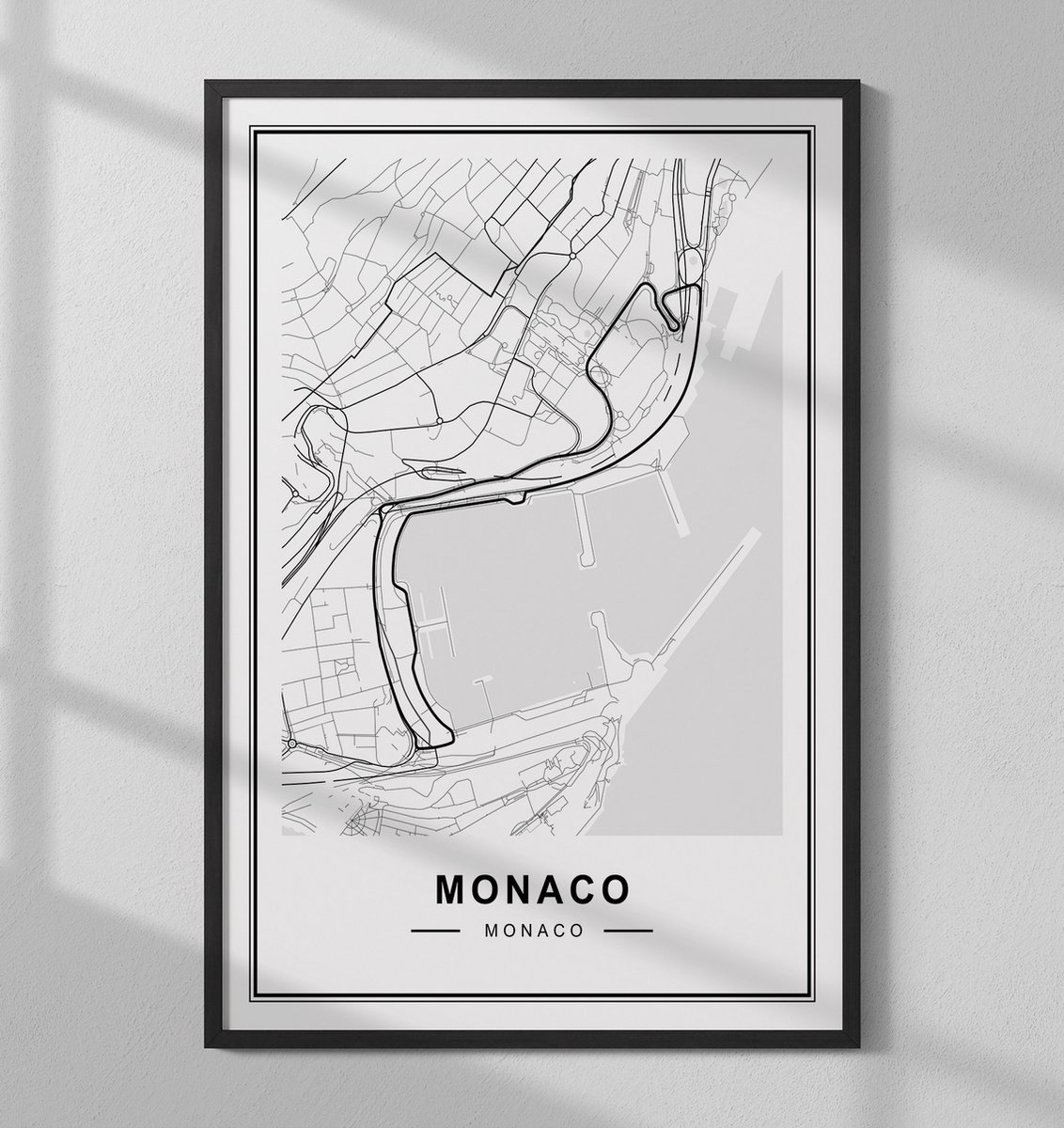 Formule 1 Monaco Circuit Track Poster Muur Decoratie Schilderij - Formaat 70 x 50 cm