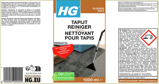 HG tapijtreiniger - bekledingsreiniger - product 95 - 1 Liter