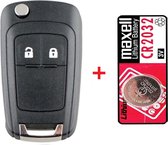 Clé de voiture 2 boutons flip key + pile Maxell CR2032 adaptée pour clé de voiture Opel / Opel Astra / Opel Corsa / Opel Zafira / Opel Insignia / Opel Adam / Opel Cascada.