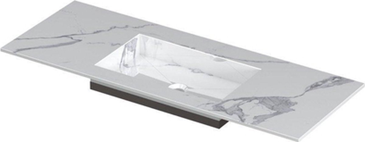INK Post wastafel - 120x45x1cm - 1 wasbak - 0 kraangaten - keramiek Statuario glans