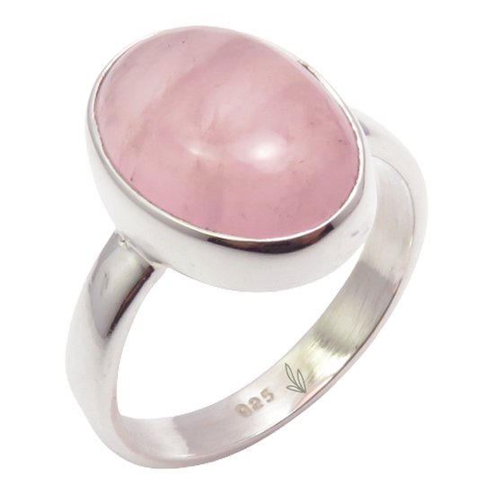 Natuursieraad -  925 sterling zilver rozenkwarts ring maat 16.50 - Edelsteen sieraad - handgemaakt - Terra Edela