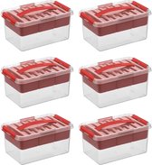 Sunware - Q-line opbergbox met inzet 6L rood - Set van 6