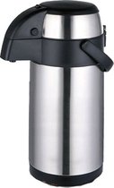 Michelino Thermoskan - Met pomp - Fijne handgreep - Roestvrij staal - Zilver - 3 Liter