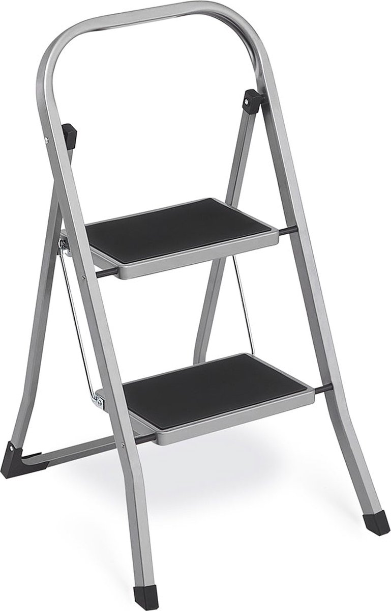 Ladder - Opstapper - Met 2 treden - Metaal - Grijs