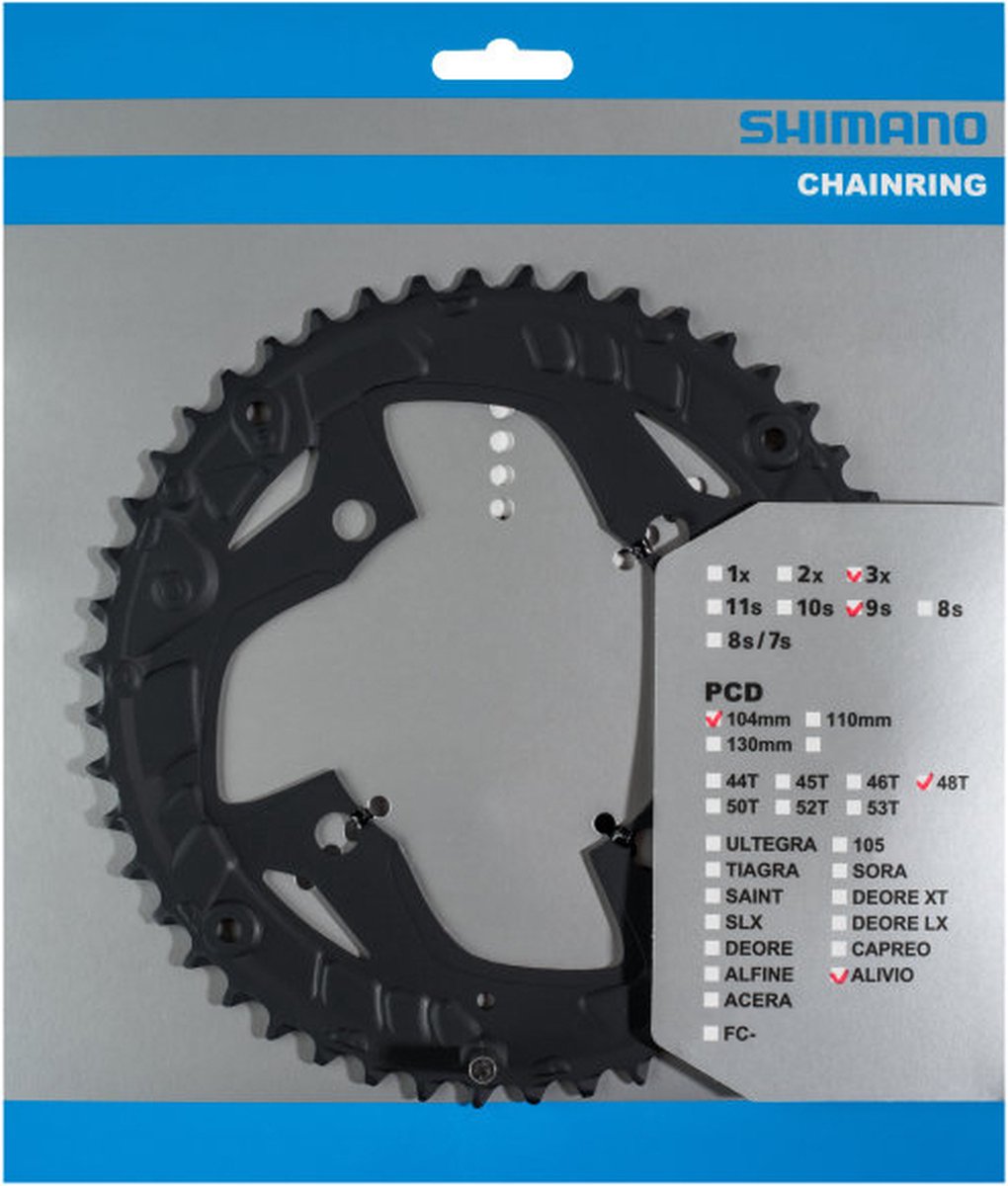 Kettingblad Shimano Alivio FC-T4060 9 speed - 48 tands - zwart