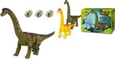 IBBO® - Dinosaurus - Dino - Ponte - Projecteur de lumière - avec Lumière et Son - 3 petits œufs - Pièces mobiles
