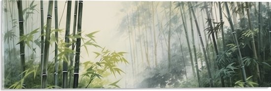 Acrylglas - Bomen - Takken - Bladeren - Bamboe - Groen - 60x20 cm Foto op Acrylglas (Wanddecoratie op Acrylaat)