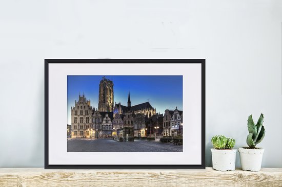 Affiche avec cadre Marktplaats - Lampe - Malines - 60x40 cm