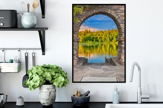 Fotolijst incl. Poster - Bomen - Bos - Water - Doorkijk - 40x60 cm - Posterlijst