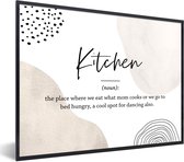 Fotolijst incl. Poster - Spreuken - Kitchen - Keuken definitie - Quotes - Woordenboek - 40x30 cm - Posterlijst