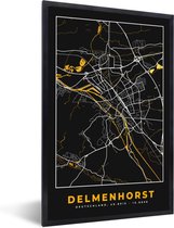 Fotolijst incl. Poster - Plattegrond – Delmenhorst – Goud – Stadskaart – Kaart - Duitsland - 60x90 cm - Posterlijst