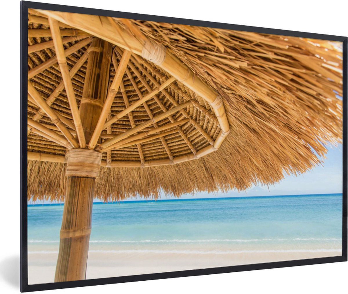 Fotolijst incl. Poster - Parasol - Strand - Zee - Tropisch - 120x80 cm - Posterlijst