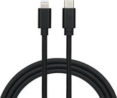 JUALL Lightning naar USB-C Kabel - Lightning Data en Oplaadkabel - Geschikt voor Apple iPhone - iPhone Oplader Kabel - 2 Meter Zwart Gevlochten