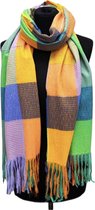 Lange Warme Sjaal - Geblokt - Lila/Oranje - 200 x 72 cm (23-144#)