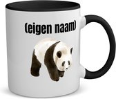 Akyol - panda met eigen naam koffiemok - theemok - zwart - Panda - panda liefhebbers - mok met eigen naam - iemand die houdt van panda's - verjaardag - cadeau - kado - 350 ML inhoud