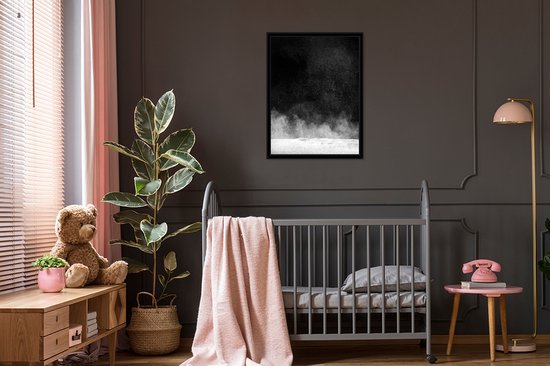 Photo dans le cadre - Un fin nuage de cadre photo en tissu noir 60x80 cm - Affiche dans le cadre (Décoration murale salon / chambre)