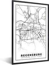 Fotolijst incl. Poster - Regensburg - Kaart - Stadskaart - Plattegrond - 60x90 cm - Posterlijst