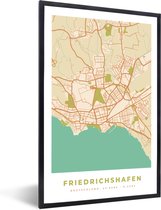Fotolijst incl. Poster - Friedrichshafen - Kaart - Vintage - Stadskaart - Plattegrond - 80x120 cm - Posterlijst