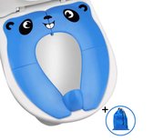 Panda Toiletbril • Blauw • Opvouwbaar • Incl. opbergtasje • Kinderen • Hygiënisch • WC-bril verkleiner • Zindelijkheidstraining • Toilettrainer • Toilet zitje