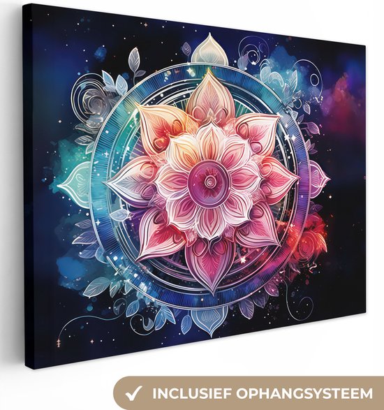 Canvas Schilderij Mandala - Kleuren - Galaxy - 80x60 cm - Wanddecoratie