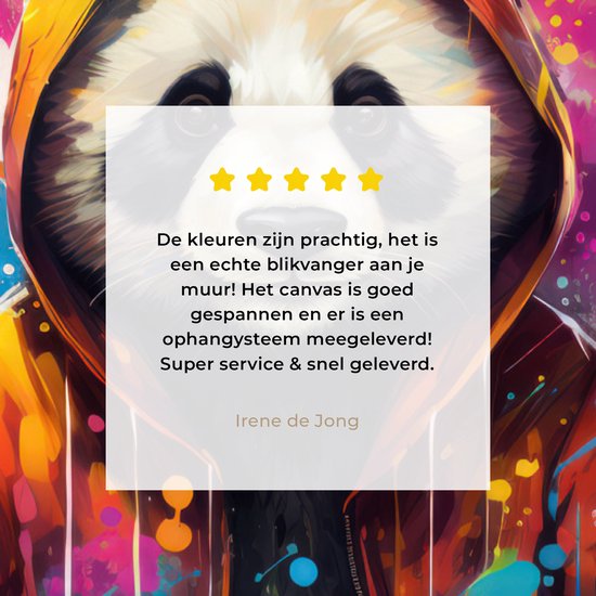 Tableau sur toile Panda - Manteau - Graffiti - Oranje - 120x180 cm - Décoration murale XXL