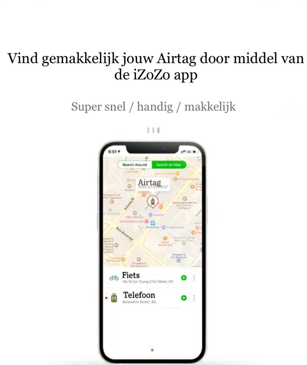 iZoZo AirTag - Smarttag - Localisateur de clé Bluetooth - avec
