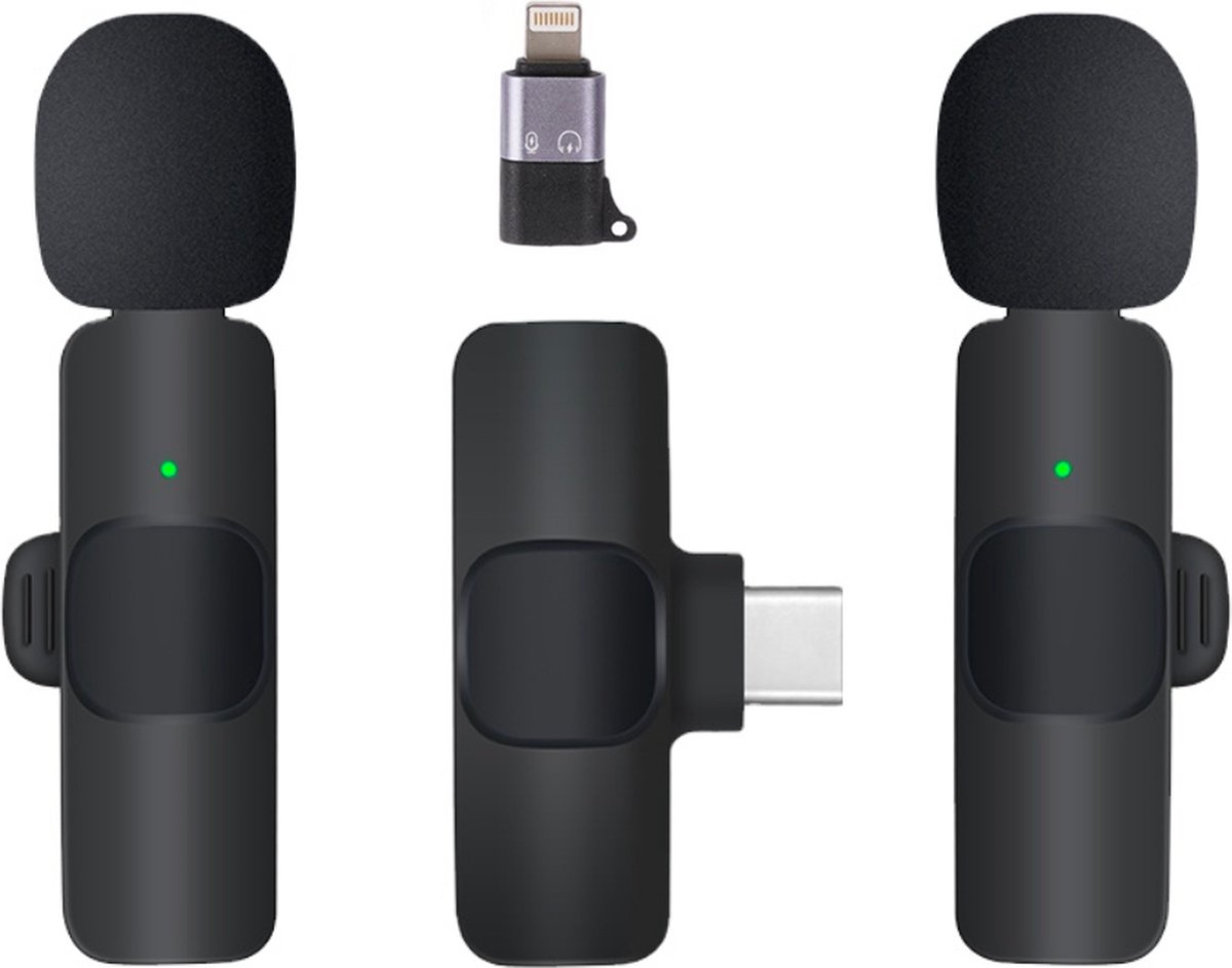 78Goods 2x Draadloze Microfoon - Lavalier Microfoon - Dubbele microfoon - Dasspeld Microfoon - Lightning en USB C