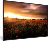 Affiche avec cadre Coquelicot - Sunset over the Poppies in England cadre photo noir - cadre photo noir - 30x20 cm - Affiche avec cadre
