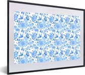 Cadre photo avec affiche - Fleurs - Roses - Blauw - Motifs - 60x40 cm - Cadre pour affiche