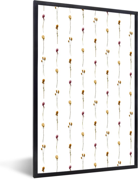 Fotolijst incl. Poster - Bloemen - Kleuren - Illustratie - 80x120 cm - Posterlijst