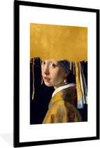 Fotolijst incl. Poster - Meisje met de parel - Goud - Johannes Vermeer - 60x90 cm - Posterlijst